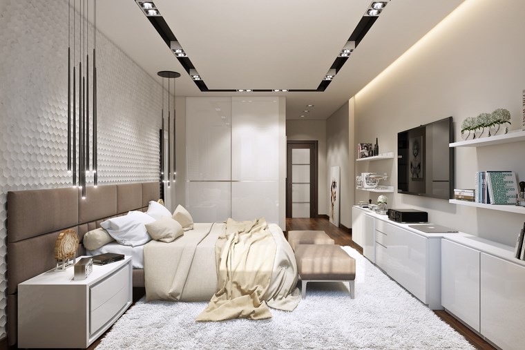 decoracion dormitorio modernos estanterias blancas ideas