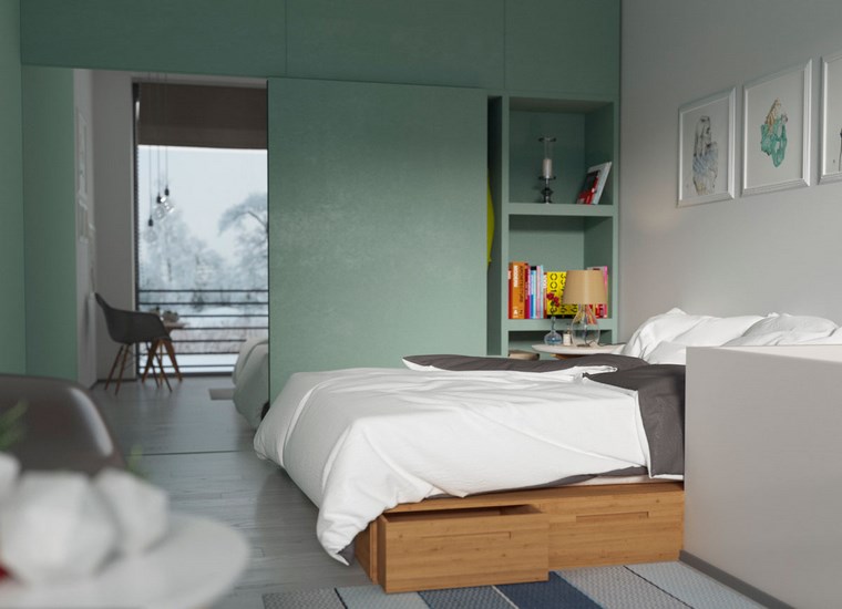 decoracion dormitorio modernos paredes verde blanco ideas