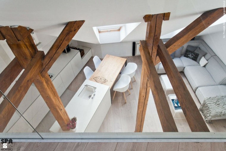 decoracion salon moderno blanco madera apartamento ideas