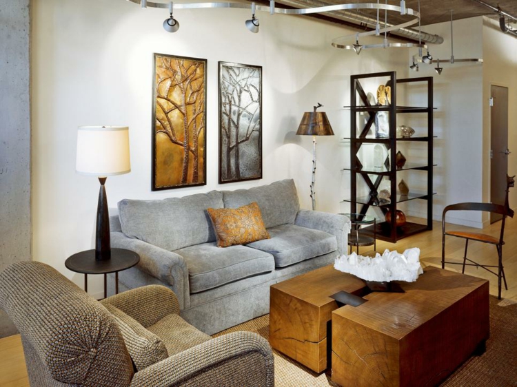 decorar con arte habitacion cuadros ramas metales