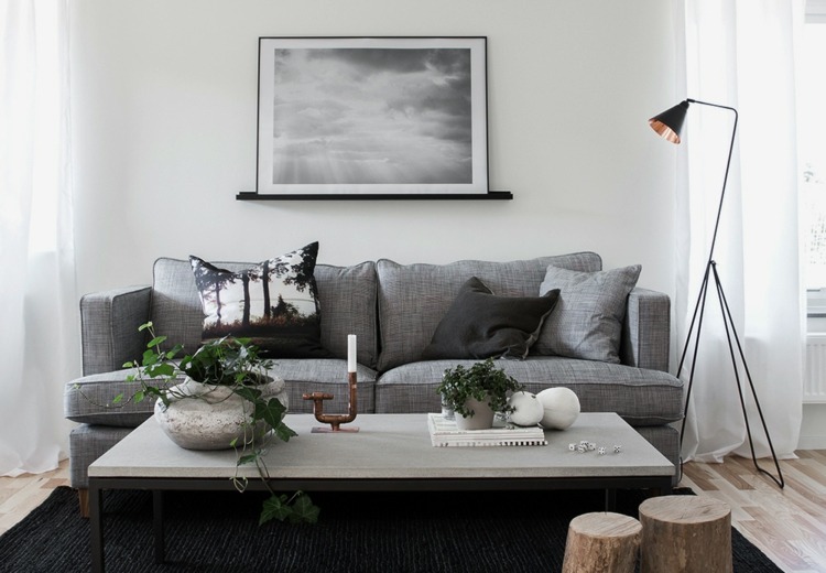 diseño decoración sofá gris