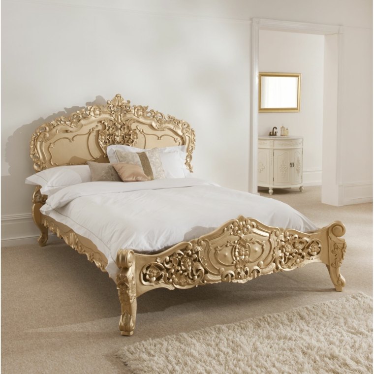 diseño cama dorada vintage