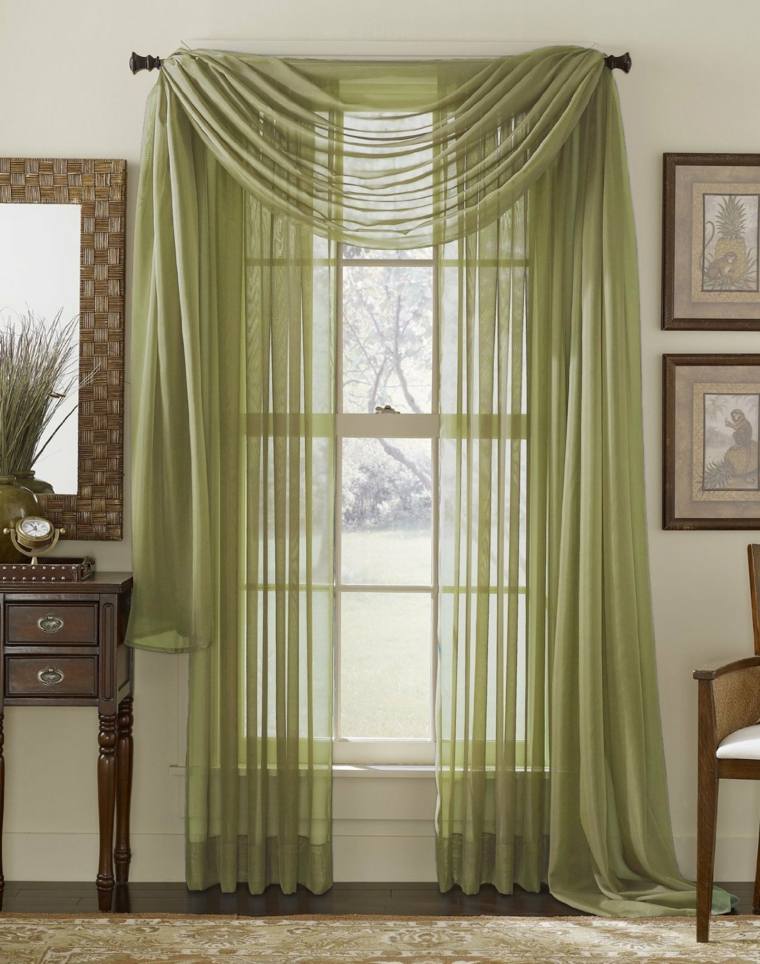 cortina transparente color verde
