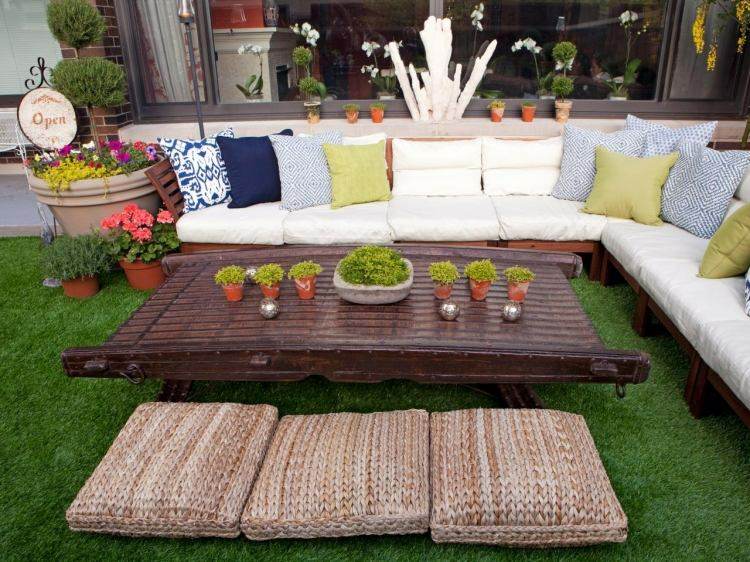 diseño moderno terraza hierba césped