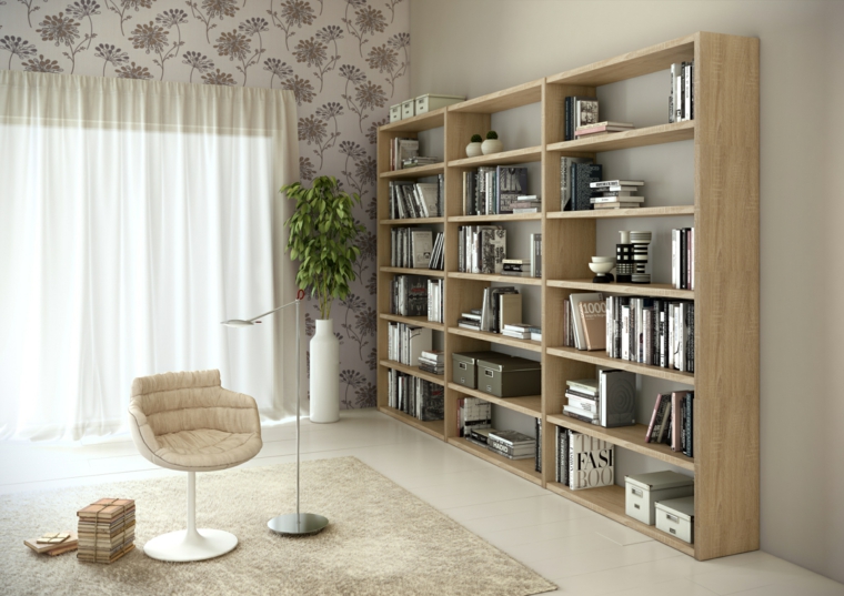 Bibliotecas grandes para salas de estar modernas