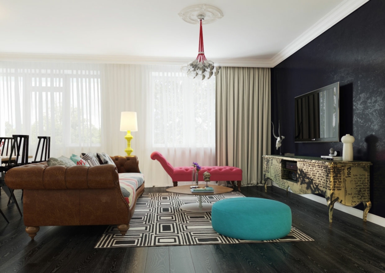 diseño salon moderno estilo boho