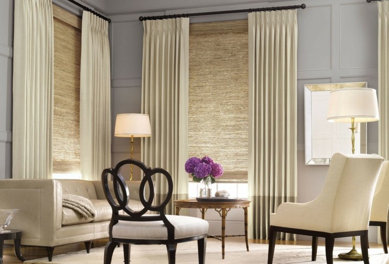 diseño cortinas persianas doradas