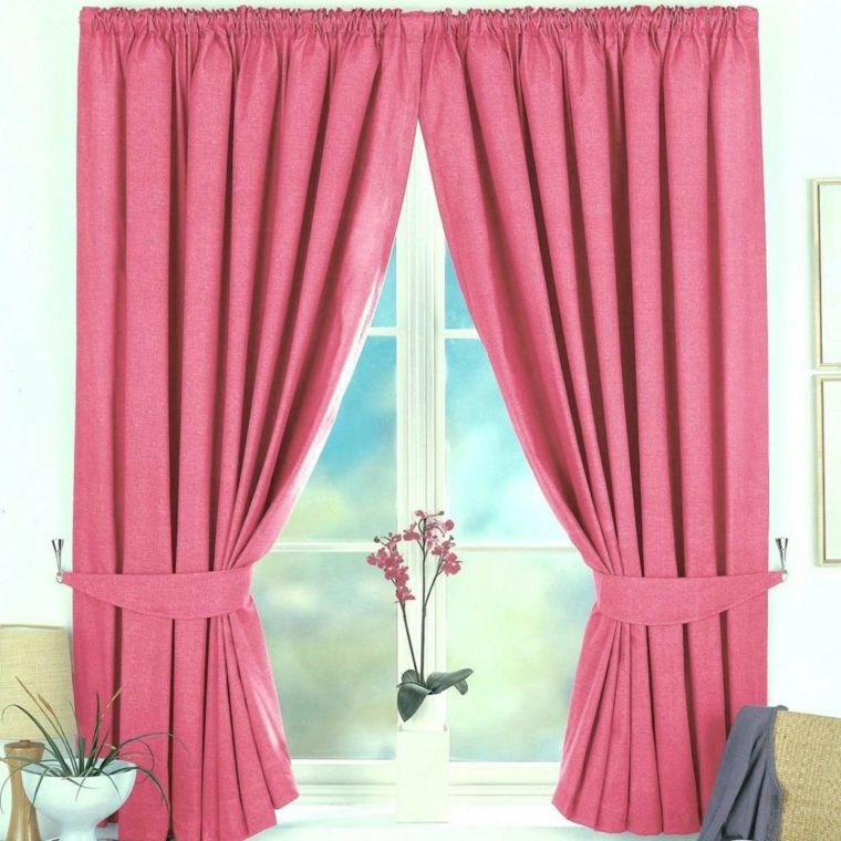 diseño cortinas opacas color rosa