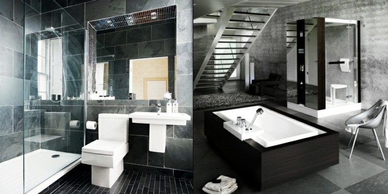 diseños modernos baños color gris