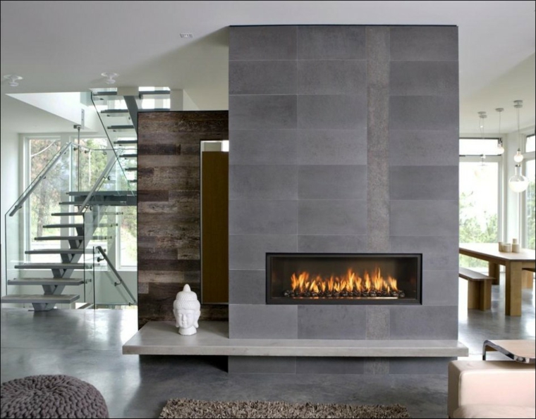 Salones con chimenea moderna - 50 interiores cálidos