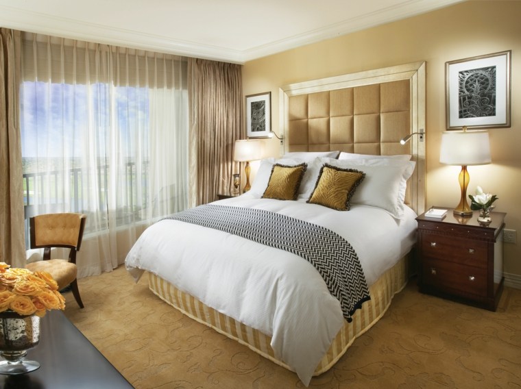 dormitorios originales color oro cortinas fantasticas blancas ideas