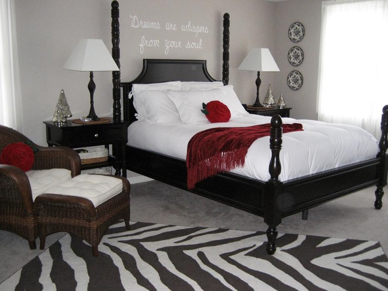 dormitorios romanticos cama madera negra ideas