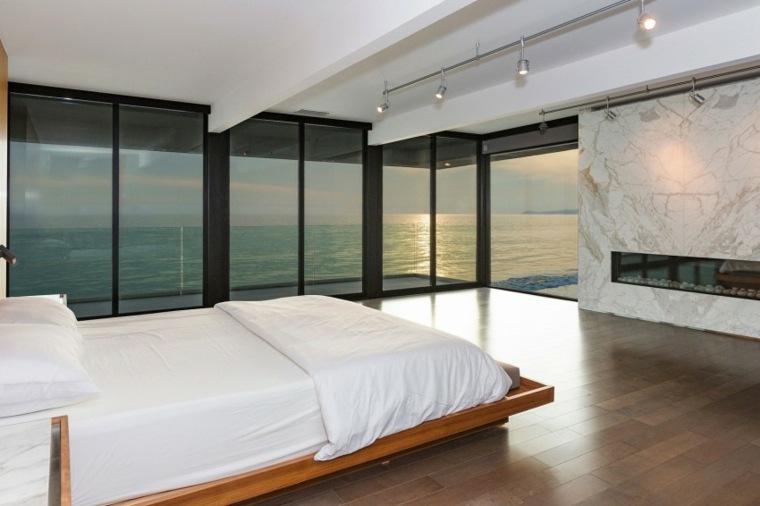 dormitorio romantico chimenea moderna diseno minimalista ideas