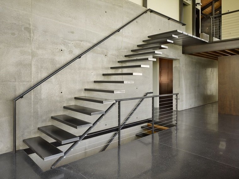 escaleras suspendidas diseño moderno cemento