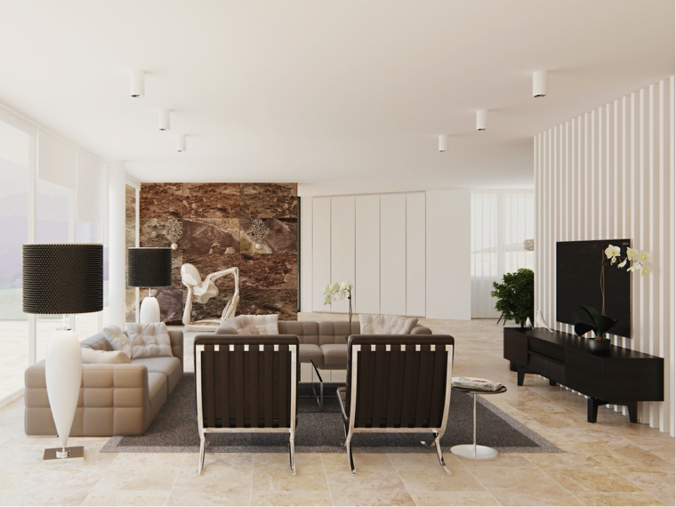 ideas decoracion interiores salones lamparas pie moderno