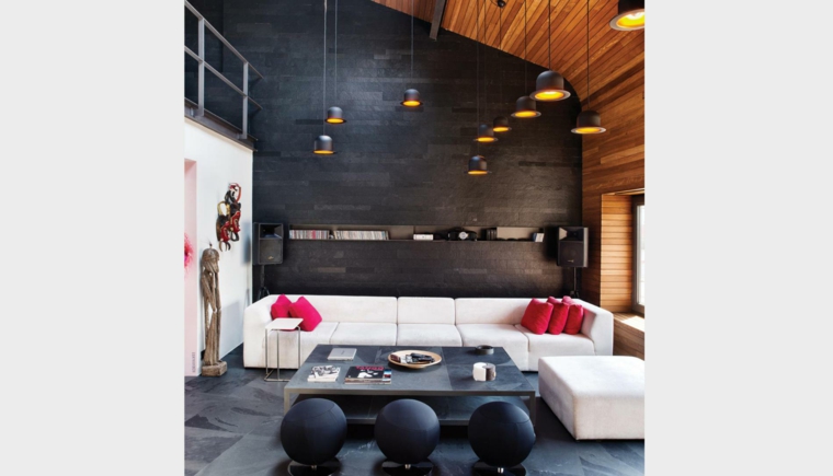 decoracion interiores salones taburetes negros ideas