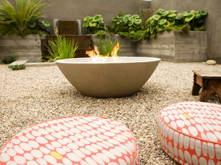 grava en suelos jardines fuego decorado salientes detalles variantes grava