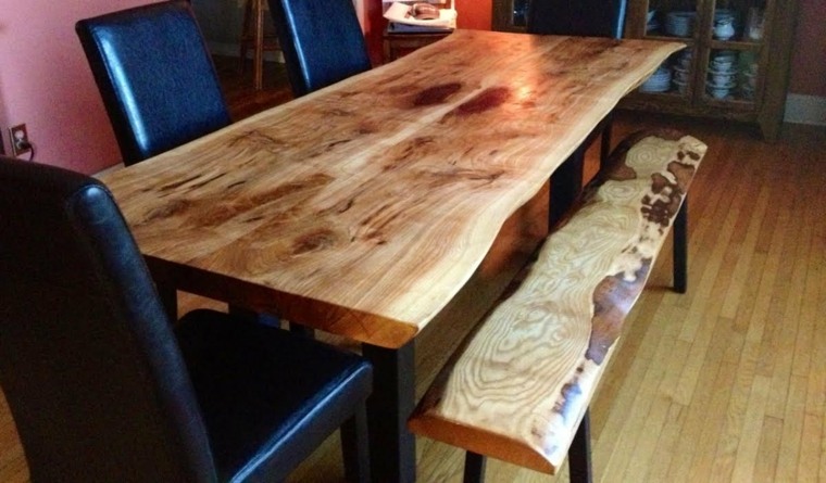 mesa comedor banco madera natural