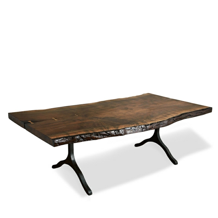 mesa madera patas metal acero