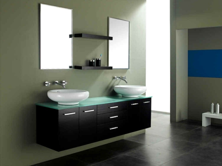 mueble dos lavabos color negro