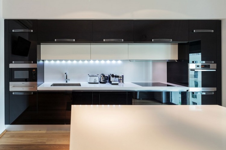 contrastes llamativos con negro muebles led luces campanas estilos led contrastes