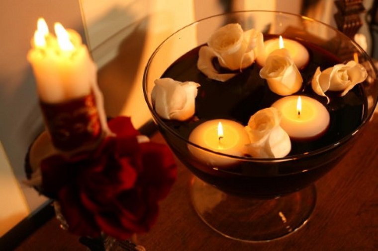 original centro rosas blancas velas