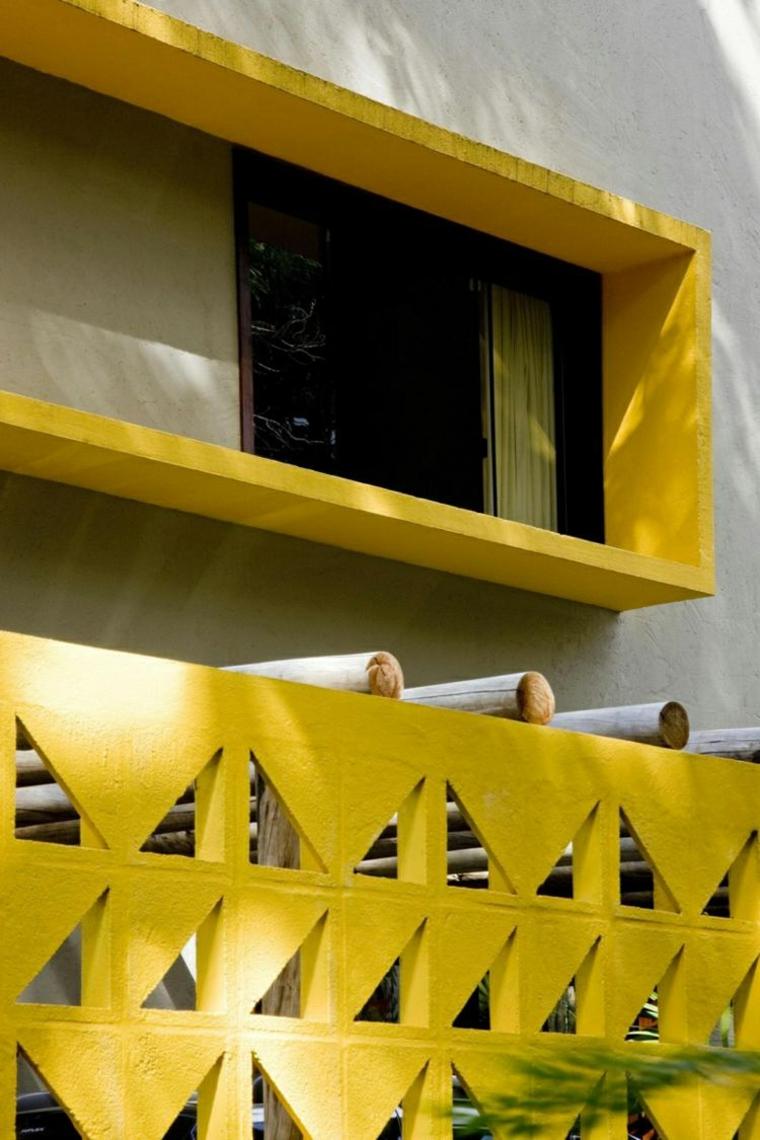 original diseño fachada casa amarilla