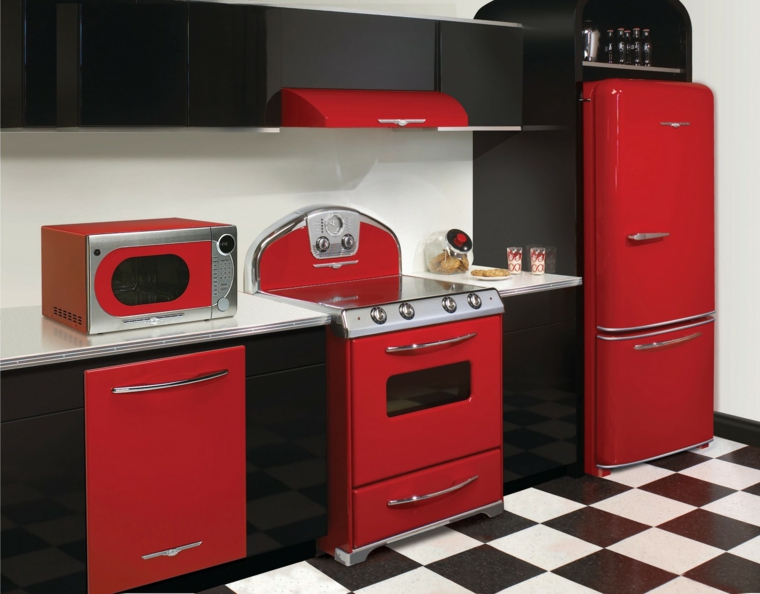 original cocina en rojo y negro original diseño rojo negro retro