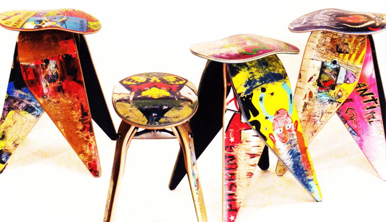 originales sillas colores taburetes reciclados