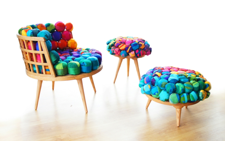muebles reciclados telas colores