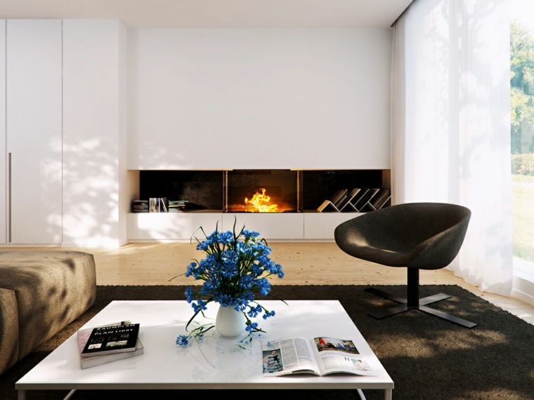 Salones con chimenea moderna - 50 interiores cálidos