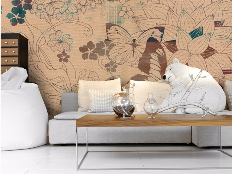 papel pared salon estampa mariposas ideas