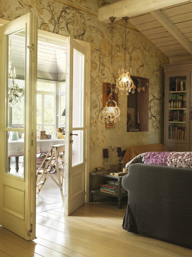 papel salon pared diseno romantico ideas