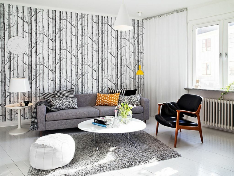 sala estar moderna papel pared