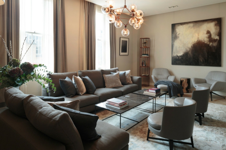 salon decoracion moderna cuadro grande ideas