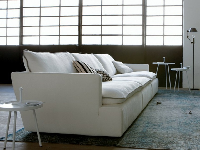 sofa mesas blancas salon moderno ideas