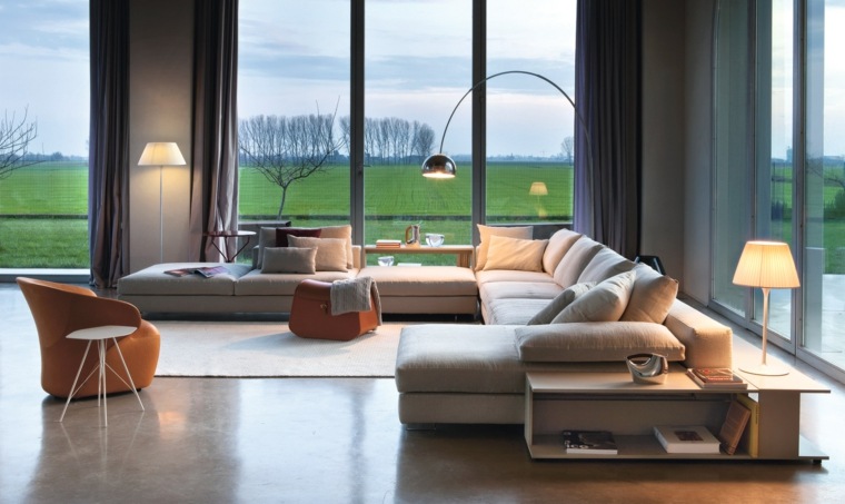sofa grande salon luminoso sillon naranja ideas