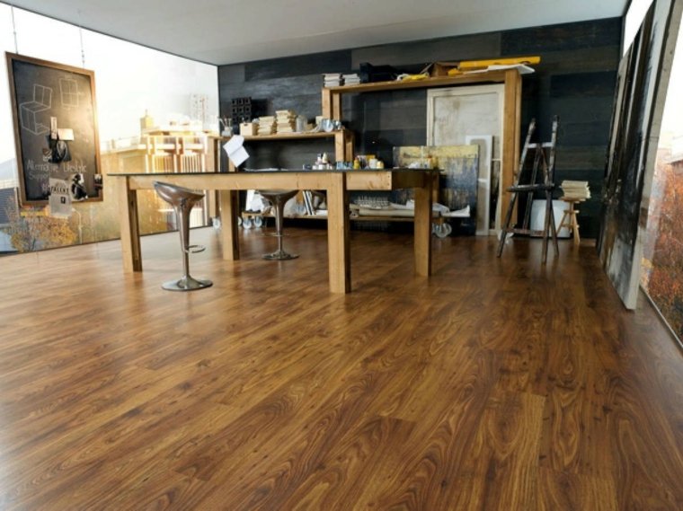 suelo laminado muebles madera oficina ideas