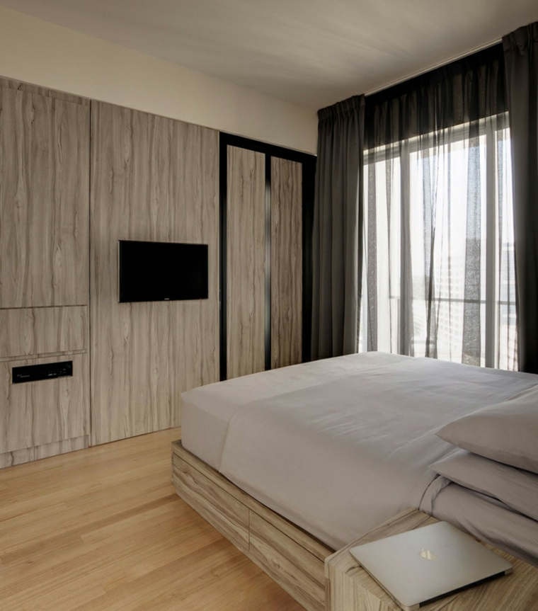 habitacion moderna apartamentos distribucion maderas naturales claros
