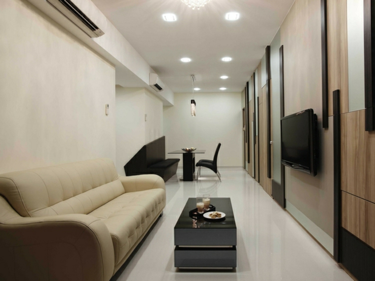 diseños elegantes apartamentos distribucion modernos salas led
