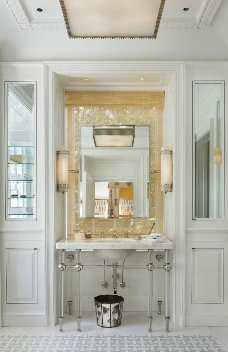baños retro opciones lavabo espejo oro precioso ideas