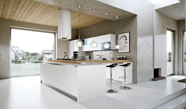cocina decoracion moderna tejados maderas led