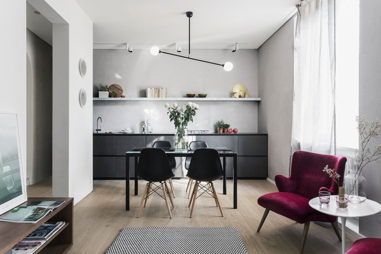 comedor moderno sillas negras pequeño
