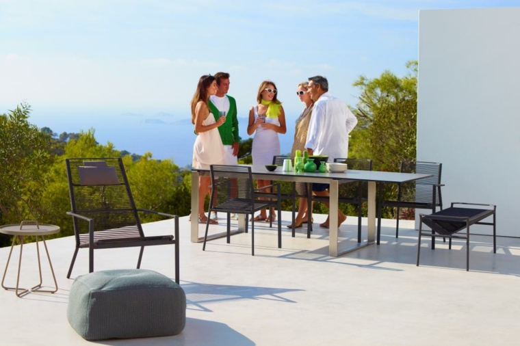 comida cena exterior muebles modernos acero ideas