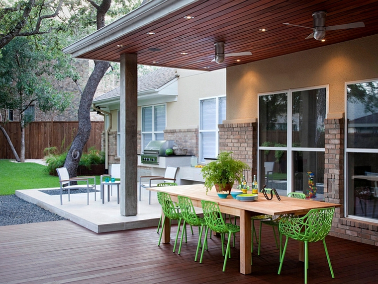 comida cena exterior muebles sillas verdes ideas