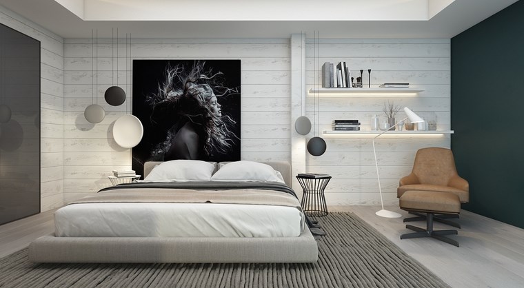 cuadros decorativos pared blanca dormitorio moderno ideas