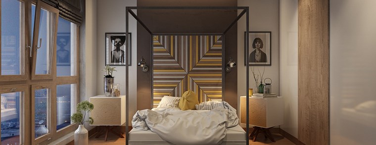cuadros-decorativos-pared-dormitorio-moderno-cama-dosel-respaldo