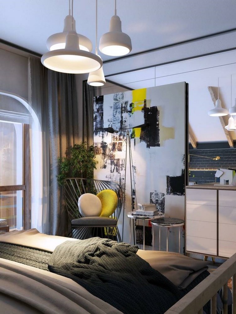 cuadros pared dormitorio moderno silla plantas ideas