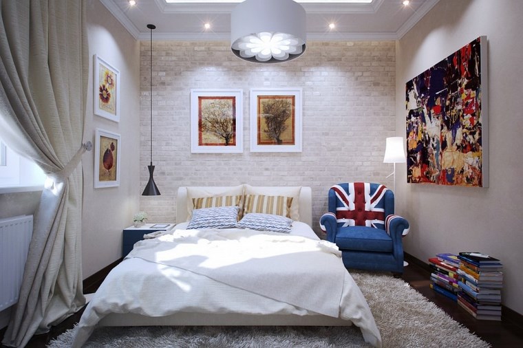 cuadros pared dormitorio moderno sillon ideas