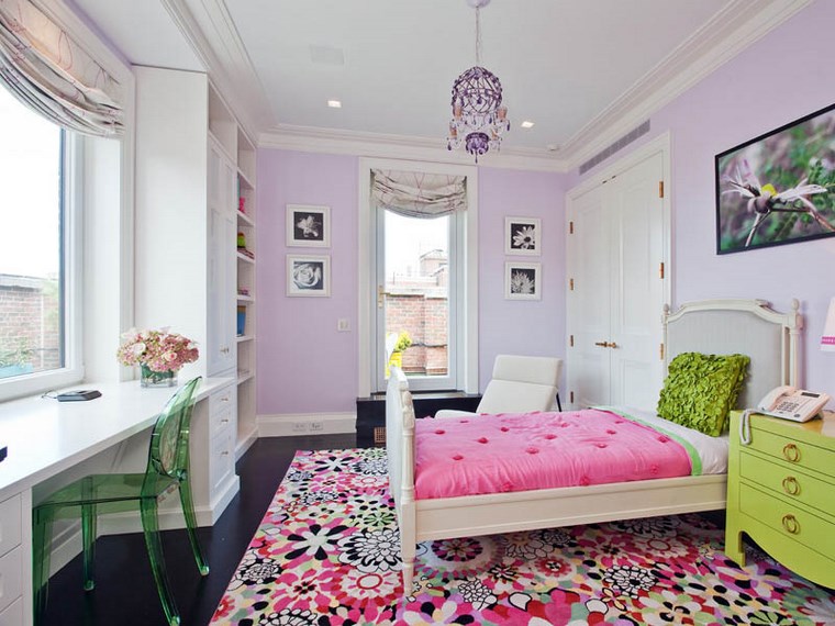 decorar habitacion niña alfombra preciosa colorida ideas